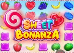Casino Sweet Bonanza game with colorful candies and fruits.  MyStake Casino Online