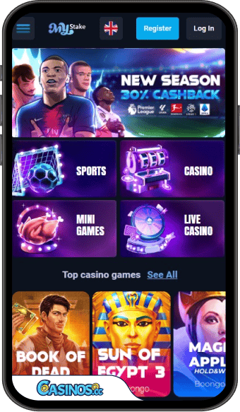 Enjoyable casino app interface with sports and gam.  MyStake Casino Online